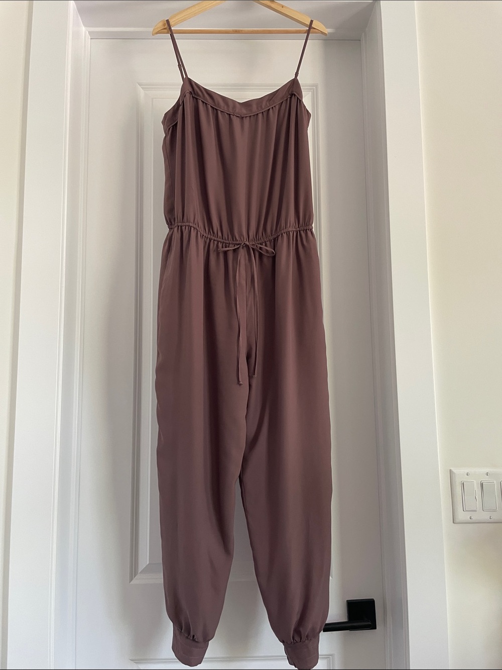 BCBGeneration Spaghetti-Strap Jumpsuit with Drawstring Waist and pockets